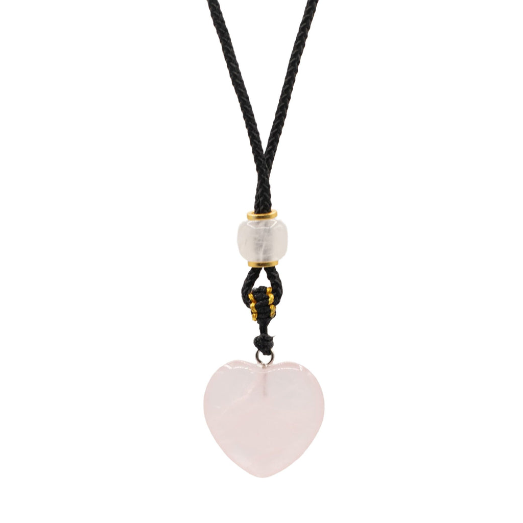 Rose Quartz Heart Gemstone Cord Necklace