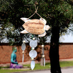Whitewash Turtle Carving & Natural Capiz Wind Chime – view 2