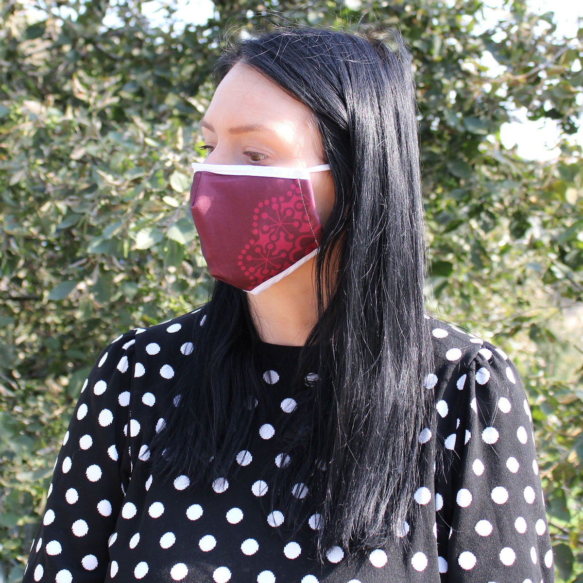Reusable Red Mandala Heart Face Covering for Adults – view 6