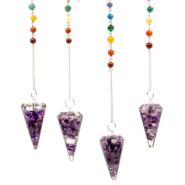 Orgonite Pendulum with Amethyst Chip – view 2