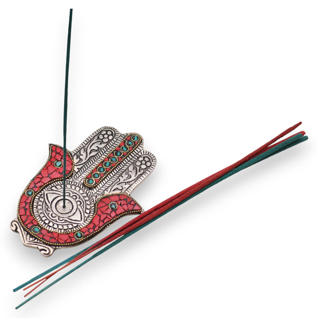 Red & Green Small Hamsa Incense Holder 13x5.5cm – view 2