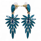 Teal Green Vintage Glass Long Drop Earrings – view 4