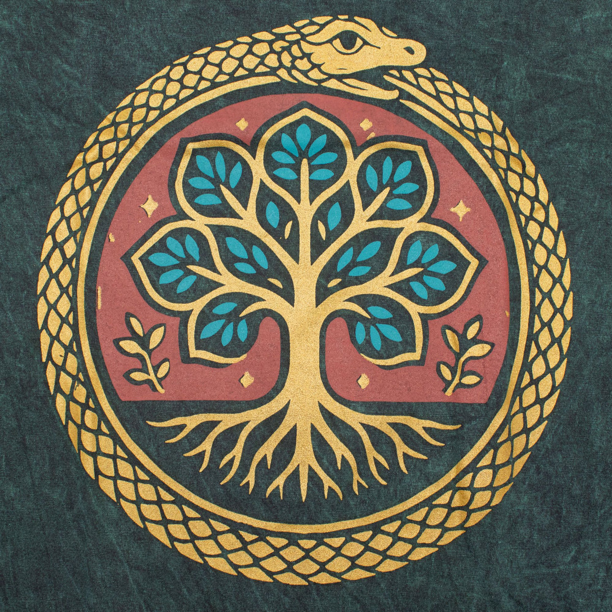 Nomad Sari Stonewashed T-Shirt - Tree of Life - Green - Small – view 2