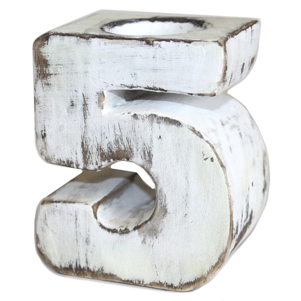 Wooden Birthday Number Candle Holder - No.5 – view 4
