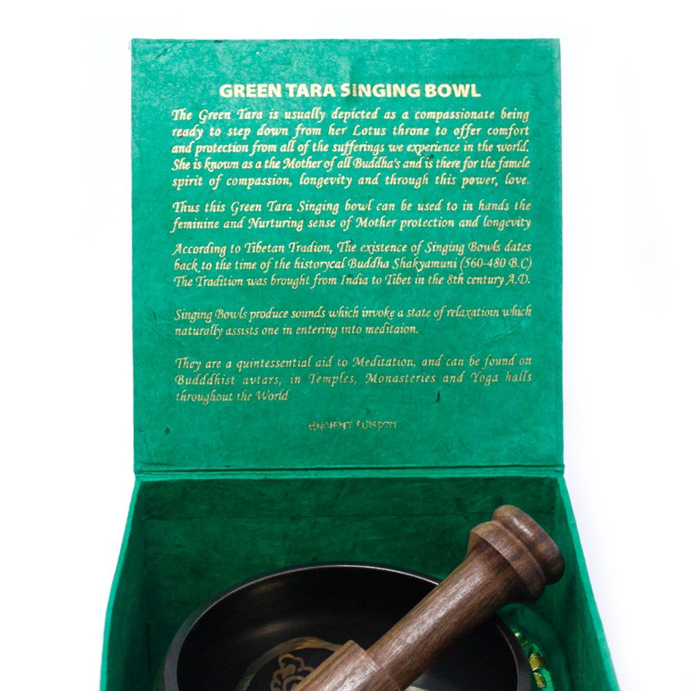 Green Tara Singing Bowl Set - 13cm Brass – view 5