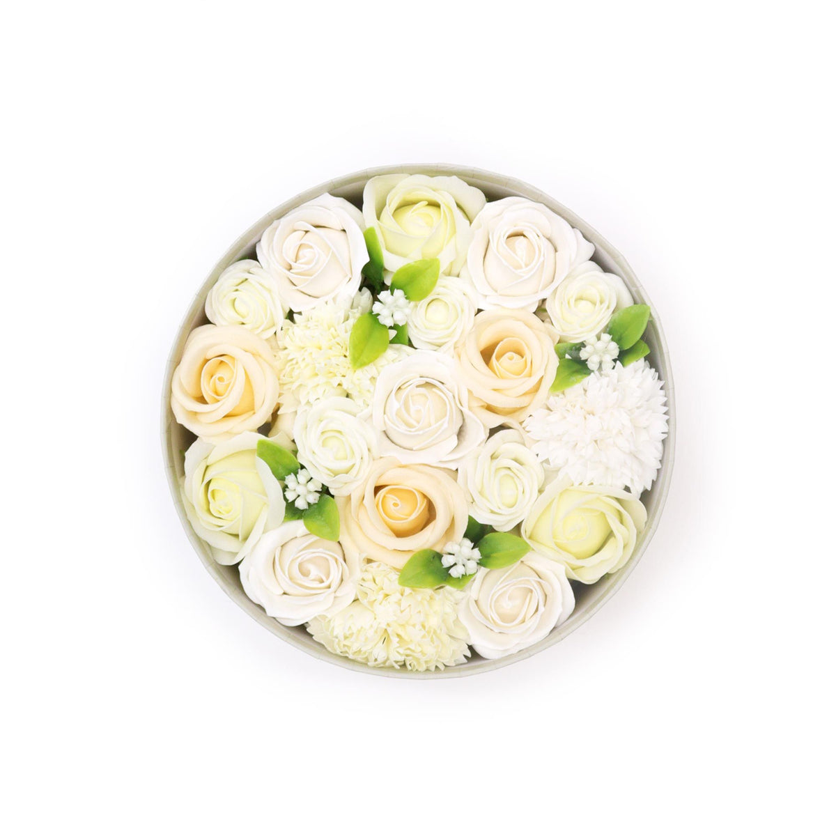 Round Soap Flower Gift Box - Wedding White & Ivory – view 2