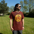 Nomad Sari Stonewashed T-Shirt - Dragon Mandala - Maroon - Medium