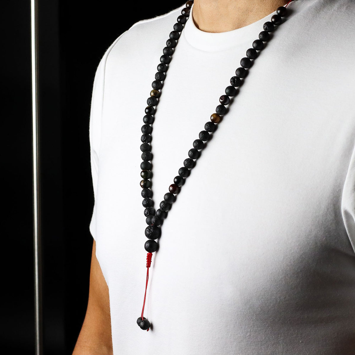 Lava Stone and Tiger's Eye Necklace 42cm - Personal Transformation – view 2