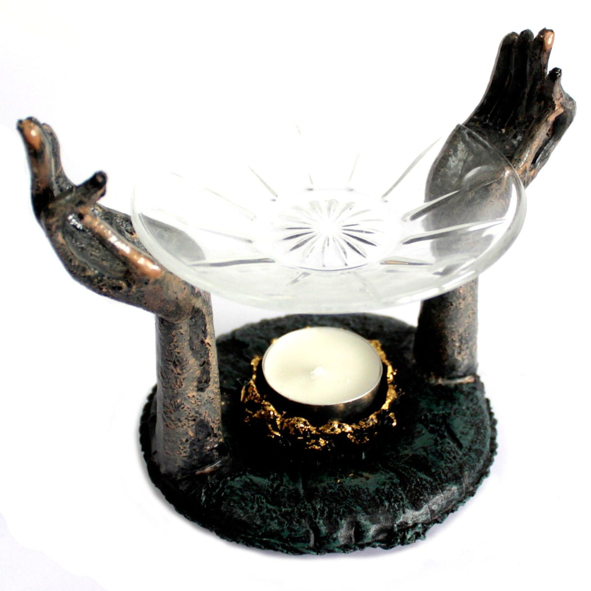 Antique Buddha Om Hands Oil Burner – view 3