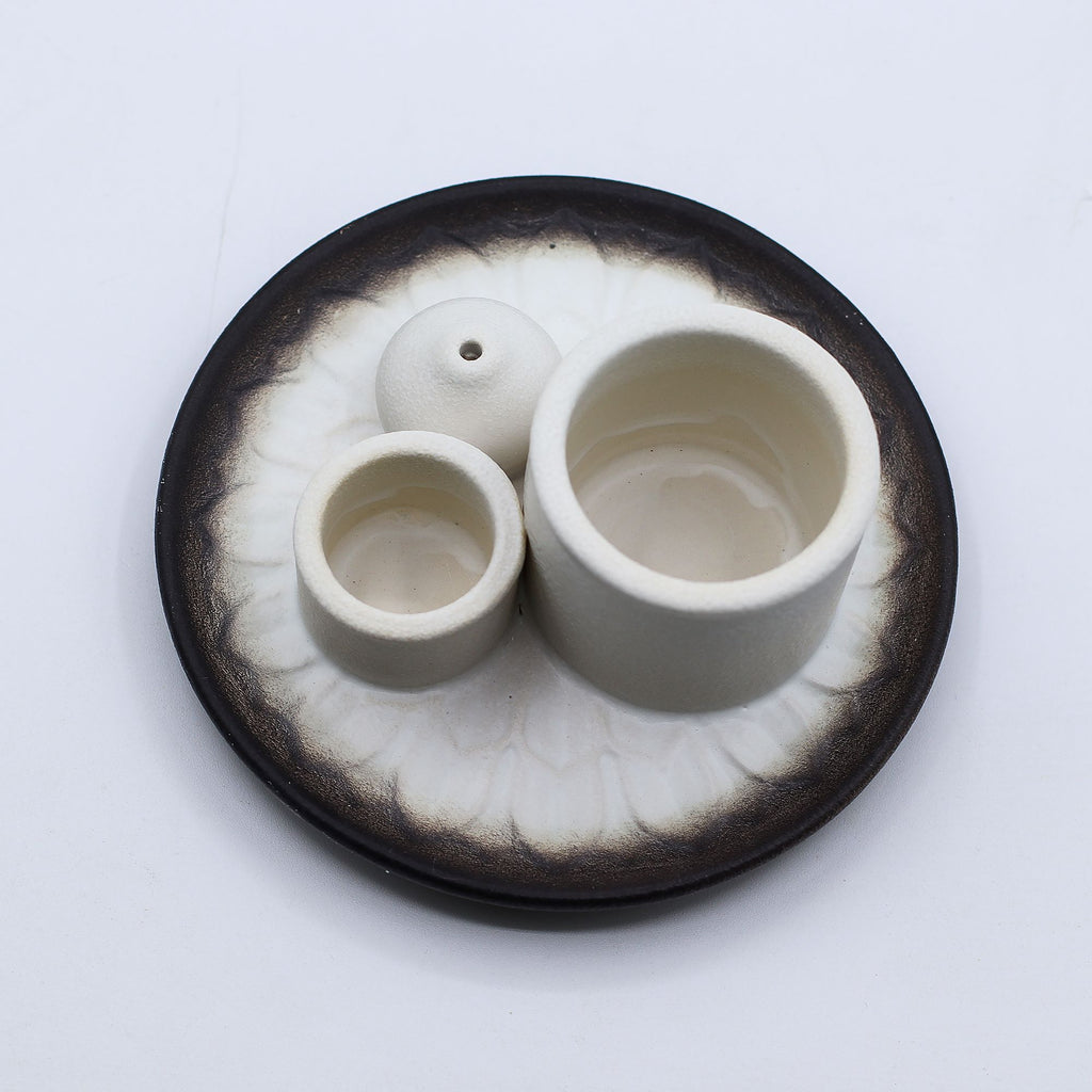 Ceramic Palo Santo & Smudge Holder, Mandala, White & Grey – view 8