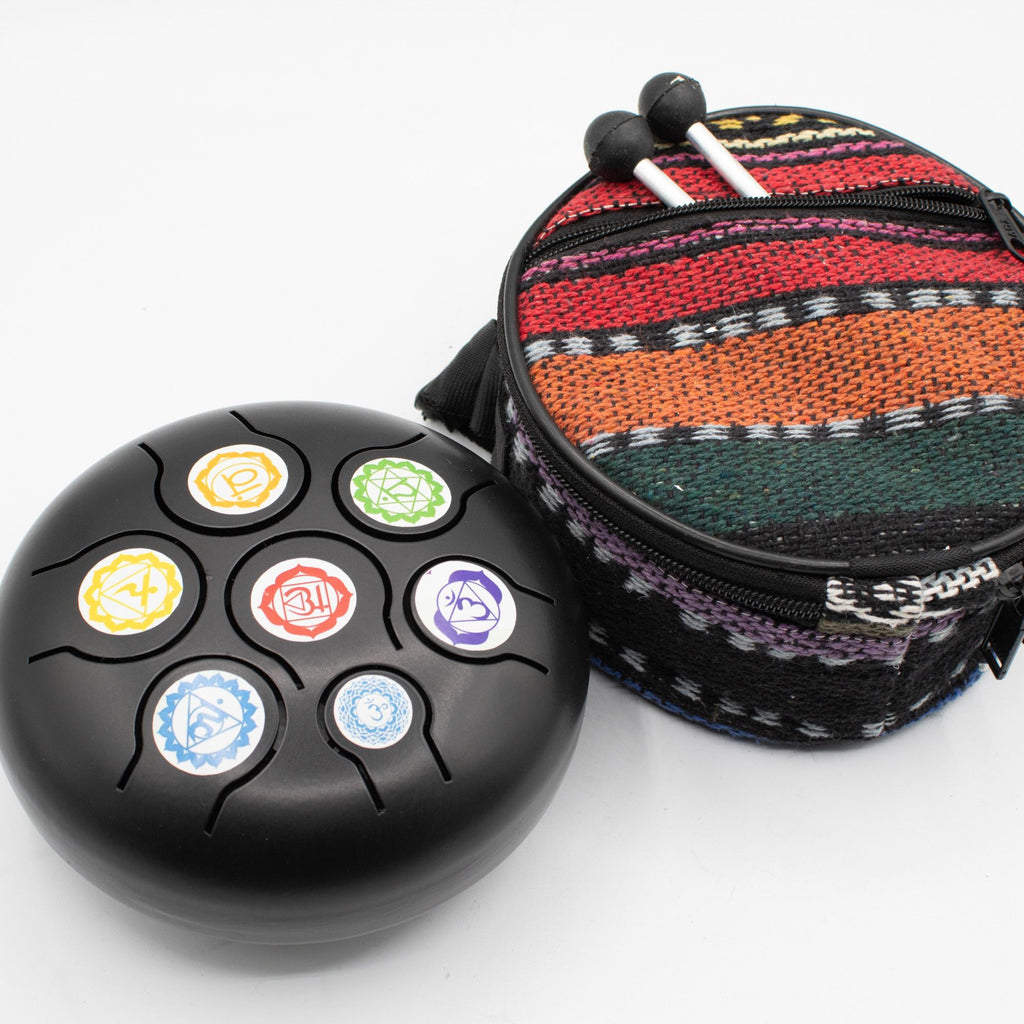 Low Med Happy Drum Black Chakra - 14x7cm