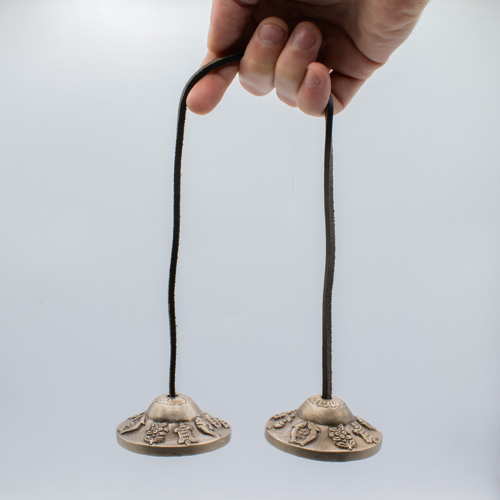 Brass Tibetan Tingsha Bells - Lucky Symbols - 6cm – view 4