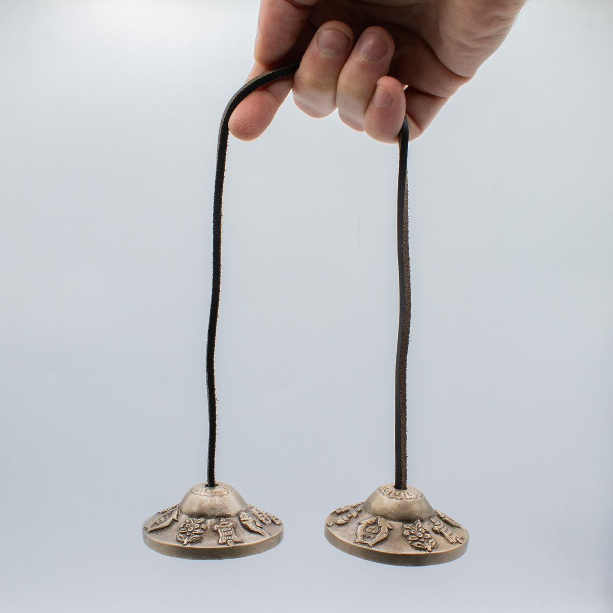 Brass Tibetan Tingsha Bells - Lucky Symbols - 6cm – view 4