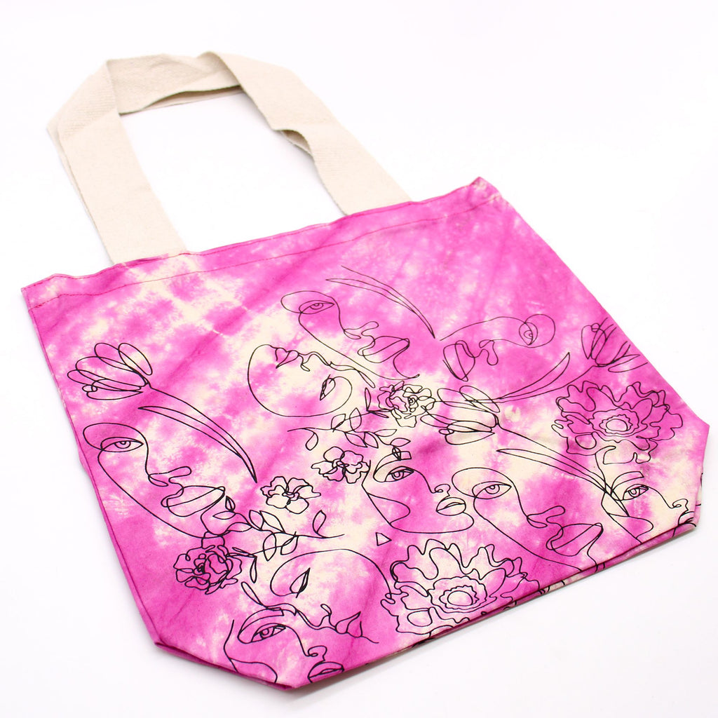 Tie-Dye Cotton Bag - Pretty Face - Magenta - Natural Handle