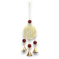 Brass Flower of Life Wind Chime - 3 Bells, 6x27cm