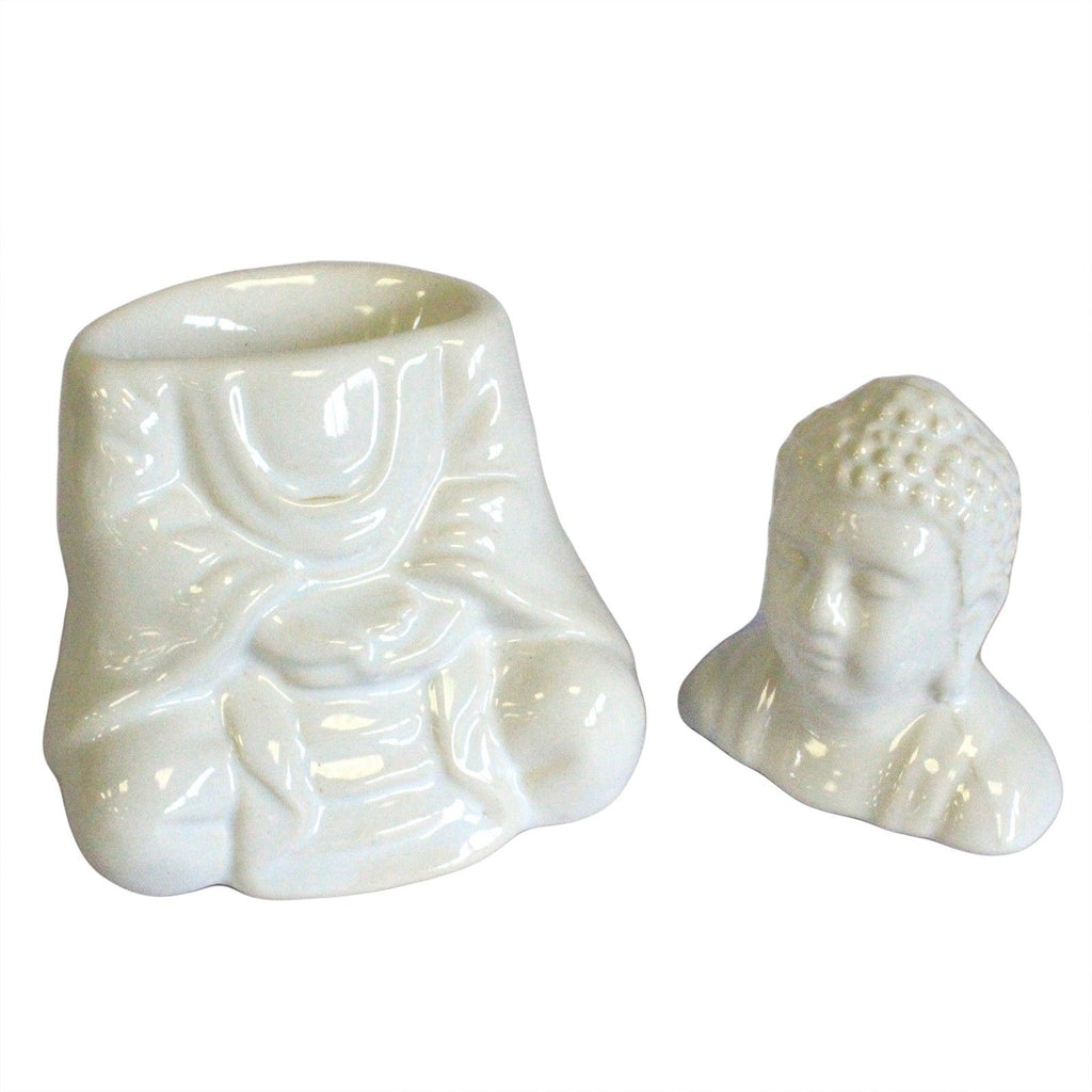 Sitting Buddha Ceramic Oil Burner - White – view 2