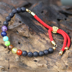 Lava Stone Chakra Gemstone Bracelet, Gold-Plated Toggle – view 3