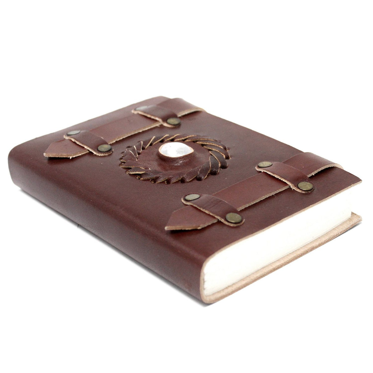 Leather Moonstone Notebook with Belt Strap – 15x10 cm – view 2
