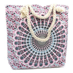 Rope Handle Mandala Beach Bag in Electric Blue – view 3
