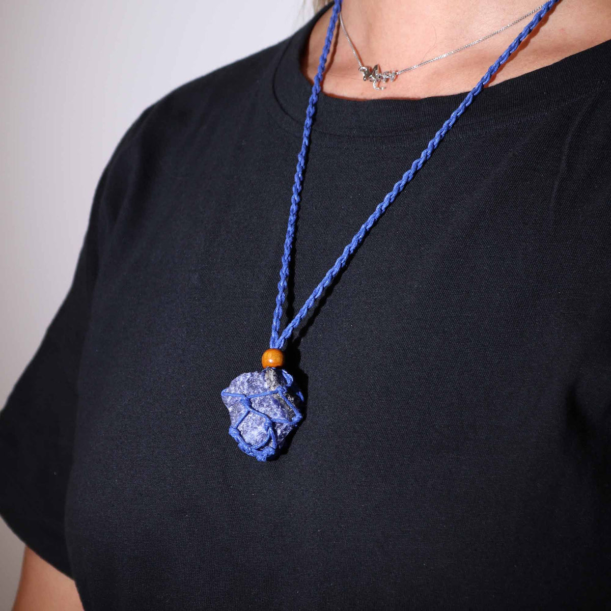 Waxed Cotton Necklace Cord 45cm - Navy – view 2