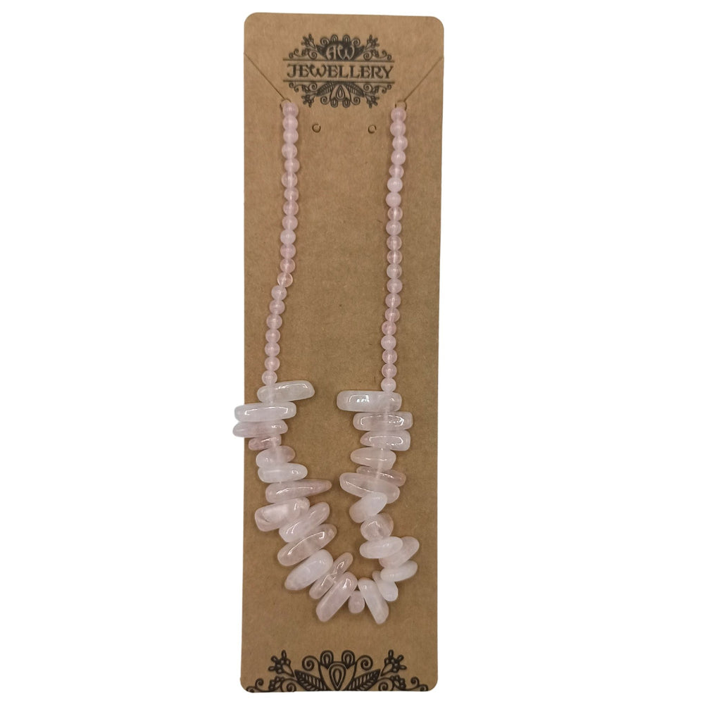 Rose Quartz Longstone Gemstone Necklace – view 3