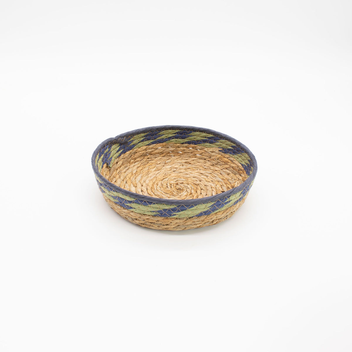 Straw & Seagrass Tray Baskets, Green and Blue, Set of 3 – view 6