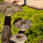 Golden Mushroom Wood Sculpture - Large 32cm Natural – view 3