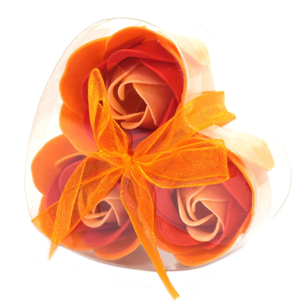 Set of 3 Soap Flower Heart Box - Peach Roses – view 2