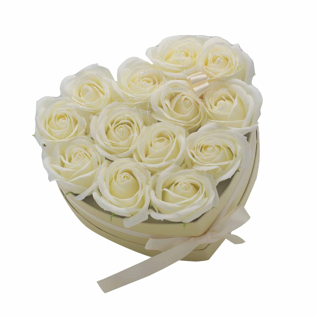 13 Cream Soap Roses Heart Gift Box – view 6