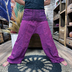 Yoga and Festival Pants - Thai Fisherman Mandala Mantra, Purple