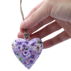 Large Wood Heart Decoration, Purple Flower