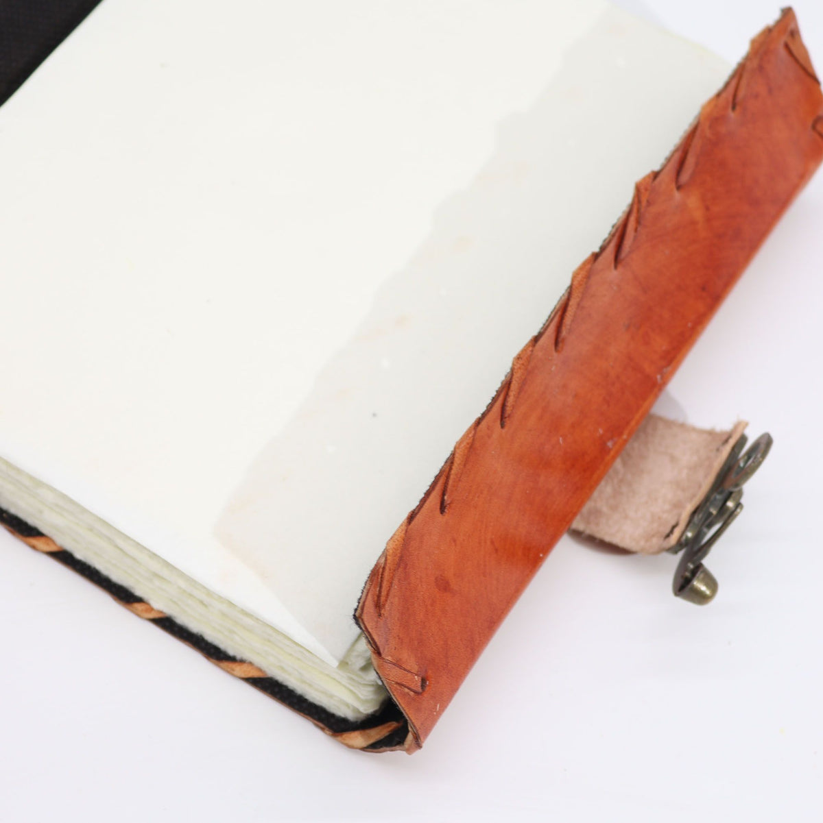 Light Brown Tan Leather Notebook, Evil Eye – 20x15 cm – view 2