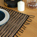 Water Hyacinth Placemat - Black Tiger with Fringe