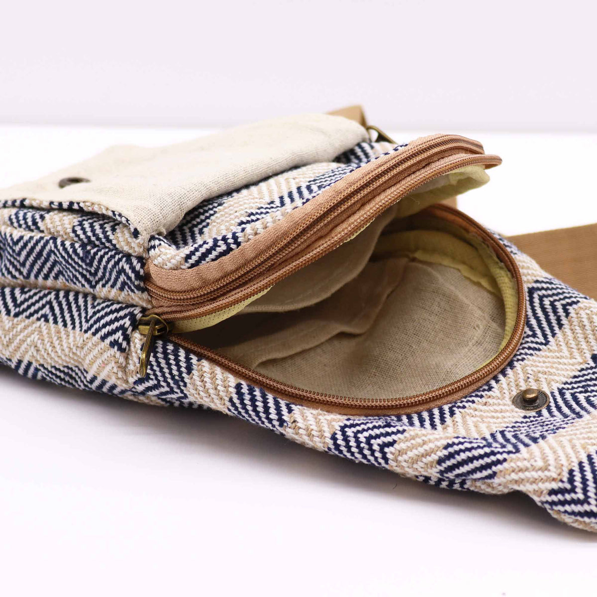 Tan & Navy Natural Cotton Cross-Body Bag – view 2