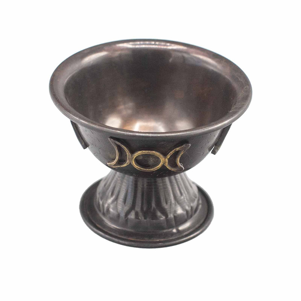 Antique Copper Ritual Chalice, Triple Moon, 10x8cm – view 3