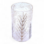 Pino Glass Vase Candle Holder with Pressed Leaves 19x11cm