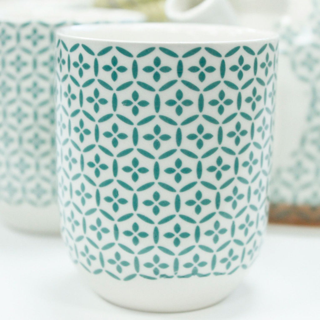 Ceramic Herbal Teapot Set with 6 Cups - Green Mosaic – view 7