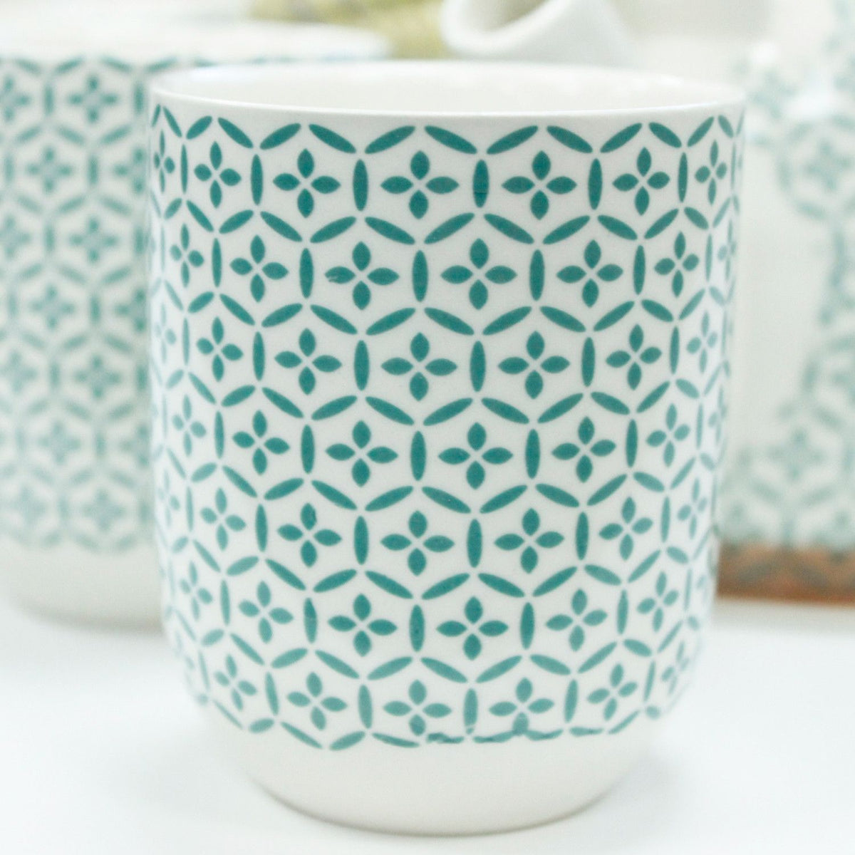 Ceramic Herbal Teapot Set with 6 Cups - Green Mosaic – view 7