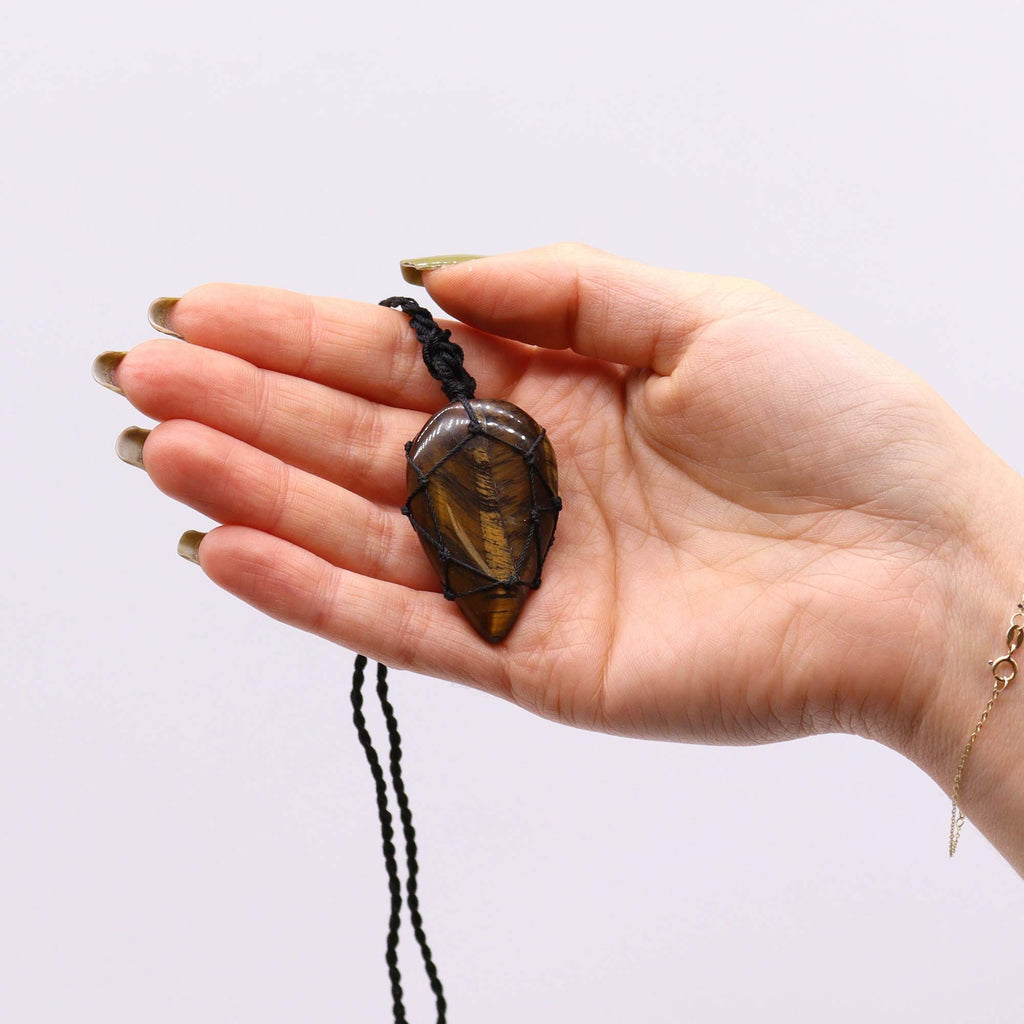 Laced Tiger's Eye Teardrop Gemstone Pendant – view 3