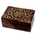 Floral Carved Mango Wood Box for 24 Oil Bottles