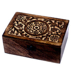Floral Carved Mango Wood Box for 24 Oil Bottles