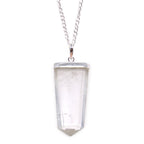 Clear Quartz Flat Pencil Pendant Necklace
