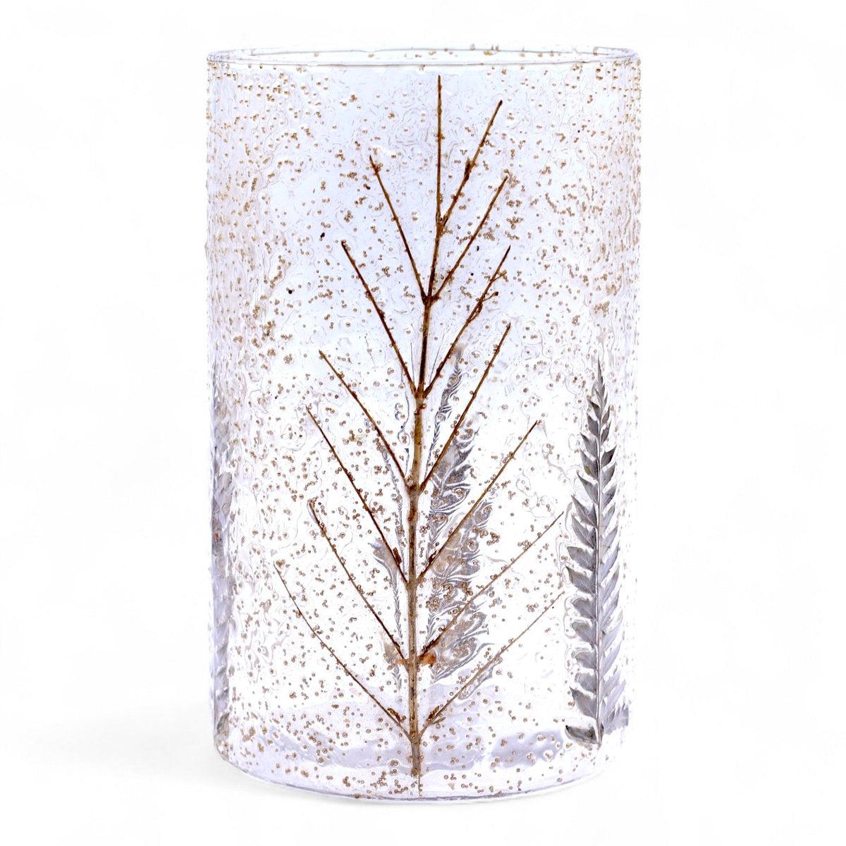 Pino Glass Vase Candle Holder with Pressed Leaves 19x11cm – view 5