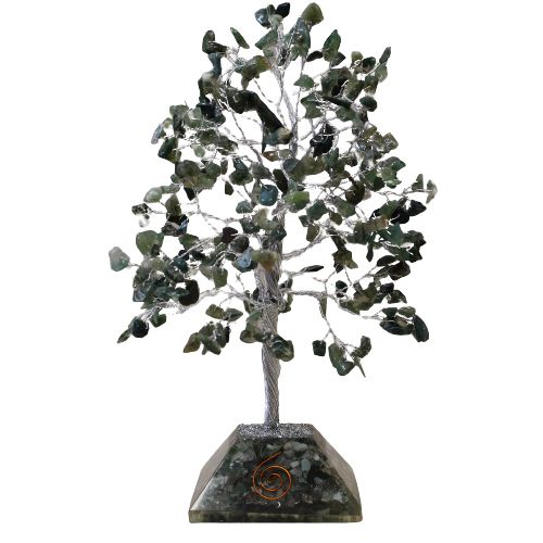 Moss Agate Gemstone Tree with Orgonite Base - 320 Stone – view 3
