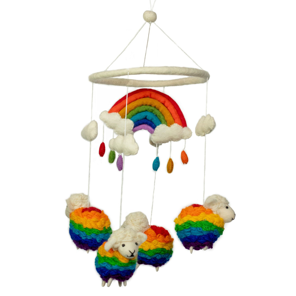 Handmade Felt Mobile, Rainbow Sheep
