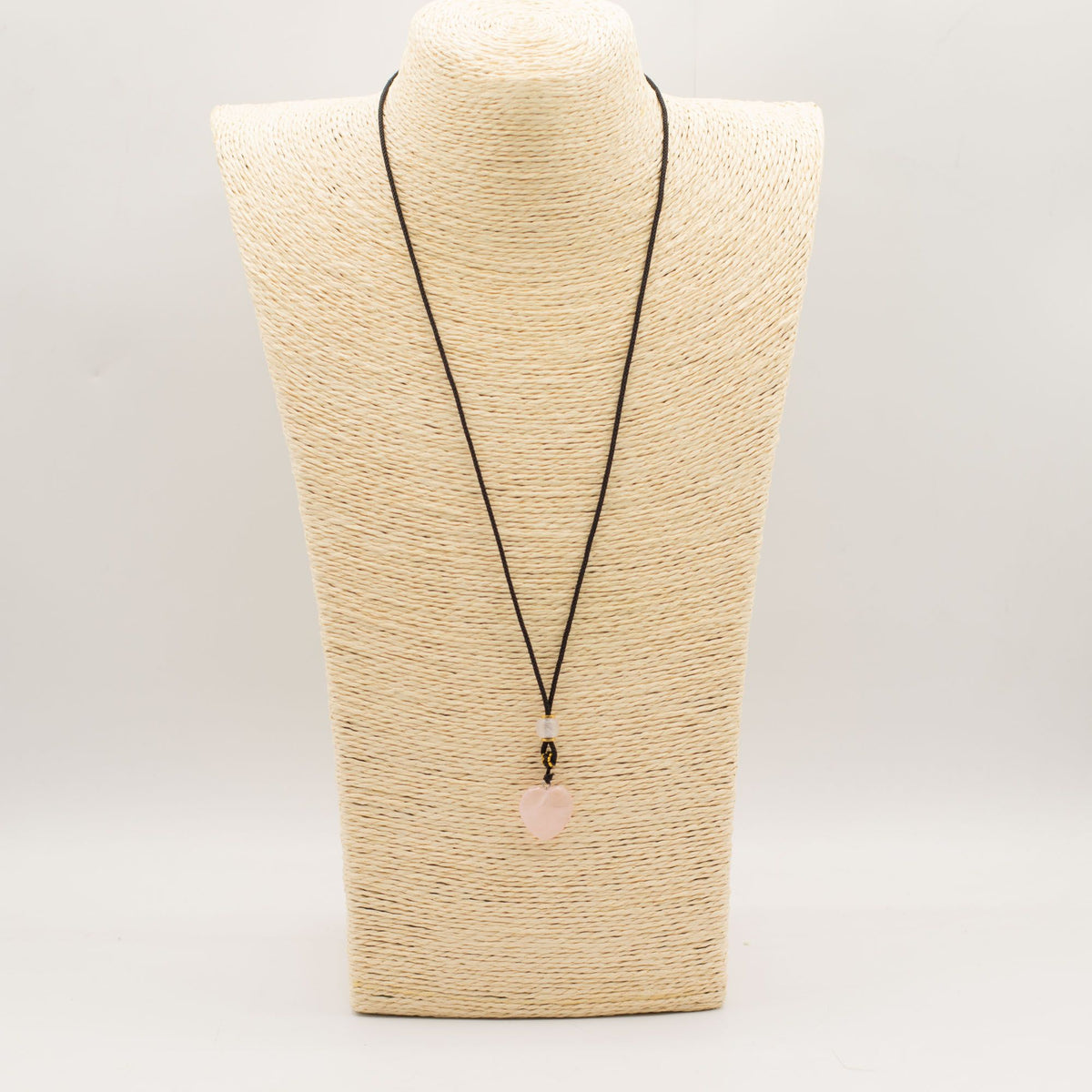 Rose Quartz Heart Gemstone Cord Necklace – view 2