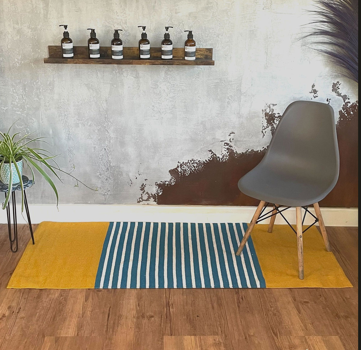 Indian Cotton Rug - Yellow/Blue - 70x174cm – view 4