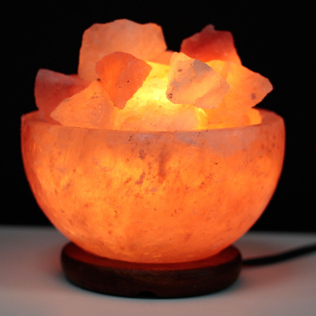 Himalayan Salt Fire Bowl with Salt Chunks, 15 x 9 cm