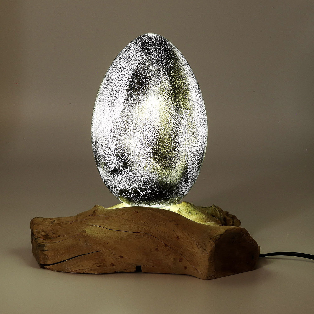 DriftGlow Lamp - Crackle Lava Egg Shade, Grey – view 4