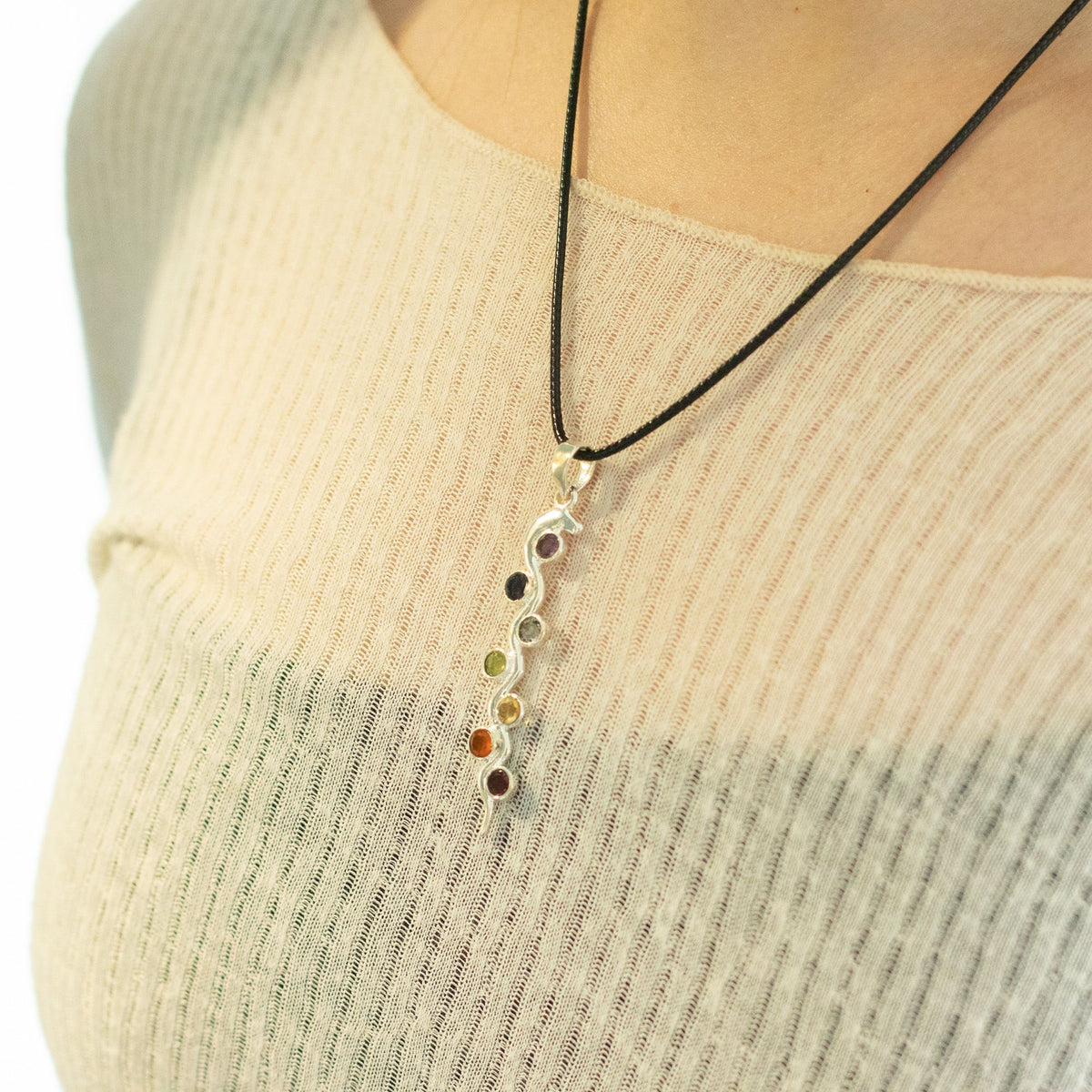 Snake Chakra Pendant Necklace on Silver Plated Cord 45cm